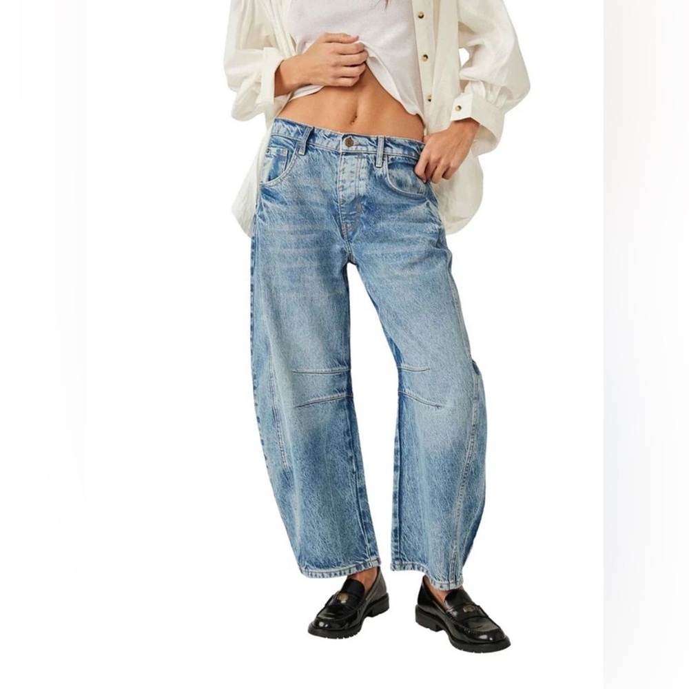 We The Free Good Luck Mid-Rise Light Barrel Jeans